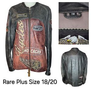 Harley-Davidson Women’s 1W Leather Jacket No Cages Embroidered Patches Moto
